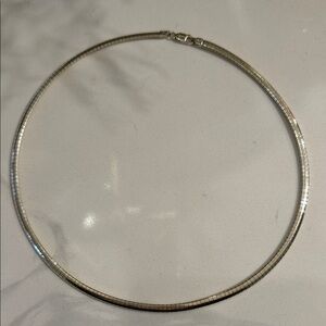 Italian 925 Silver Omega Collar Necklace - Women's Jewelry